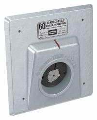 HUBBELL Locking Receptacle: Non-NEMA, Black/Gray, 250V AC, 50 A Current Rating, 2 Poles, 3 Wires (MPN HBL25503). Key specifications — attr1366712: HUBBELL.