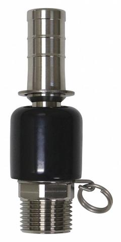 SANI-LAV Swivel Hose Adapter: Stainless Steel, Stainless, 4 1/2 in Overall Lg, Barb (MPN N35S). Key specifications — Inlet Connection Type: Barb; Brand: SANI-LAV; Color/Finish: Stainless; Includes: Trigger Lock Ring; Material: Stainless Steel; Product Type: Hose Adapter.