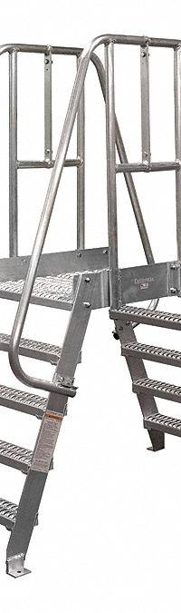 COTTERMAN Crossover Bridge: 4.7 ft Platform Ht, Aluminum, 500 lb Load Capacity, Serrated, 7 Steps (MPN 7SCA36A3C50P3). Key specifications — Brand: COTTERMAN; Color: Gray; Tread Type: Serrated.