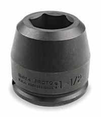 PROTO Impact Socket: 1 1/2 in Drive Size, SAE, 1 5/8 in Socket Size, 6-Point, Std, Black Oxide (MPN J15026). Key specifications — attr1215501: PROTO; attr1215515: Black Oxide; attr1215518: 1-5/8 in.