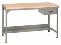 LITTLE GIANT Workbench: Fixed Ht, Butcher Block, 48 in x 24 in, 3,000 lb Overall Load Capacity, Gray (MPN WSJ2-2448-36-DR). Key specifications — Included Components: Drawer; Brand: LITTLE GIANT.