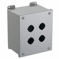 HAMMOND Push Button Enclosure: 30mm, 4 Holes, Carbon Steel, NEMA 12/13 (MPN 1437F). Key specifications — attr211299: HAMMOND; attr1043605: Indoor Dust & Water Droplets.