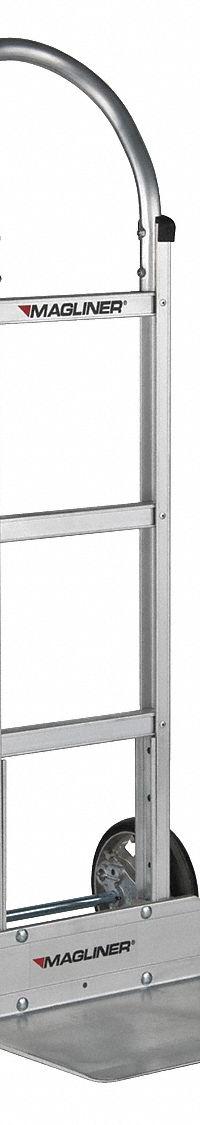 MAGLINER General Purpose Hand Truck: 500 lb, Flow-Back, Silver, Aluminum, Tread on Core, Rubber (MPN HMK111K11). Key specifications — Brand: MAGLINER.