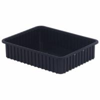 LEWISBINS Divider Box: 0.8 cu ft, 22 3/8 in x 17 3/8 in x 5 in, Lid Not Included, Plastic (MPN DC3050 XL). Key specifications — Includes Dividers: Dividers Not Included; Includes Lid: Lid Not Included; Material: Plastic; Color: Black; Brand: LEWISBINS.