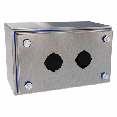 HAMMOND Push Button Enclosure: 30mm, 2 Holes, 304 Stainless Steel - Enclosures for 30mm Operators