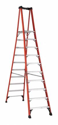 LOUISVILLE LADDER Platform Stepladder: 10 ft Ladder Size, Fiberglass, 375 lb Load Capacity, 64 lb Wt (MPN FXP1810HD). Key specifications — Brand: LOUISVILLE LADDER; Included Features: Plastic Top with Storage.
