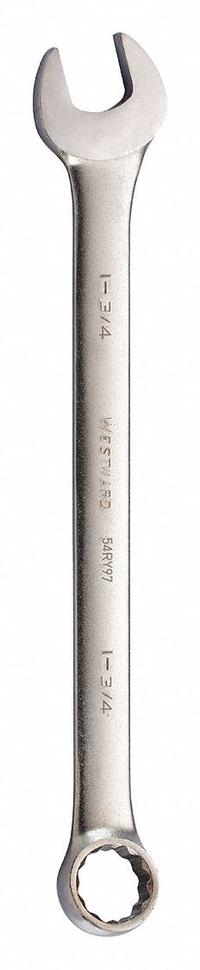 WESTWARD Combination Wrench: Alloy Steel, Satin, 1 3/4 in Head Size, 24 1/8 in Overall Lg, Offset (MPN 54RY97). Key specifications — attr309539: 1-3/4 in; attr309567: No; attr324930: WESTWARD.
