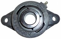 NTN 2 Bolt Flange Bearing: Radial Ball, 1 7/16 in Bore, Cast Iron, Set Screws, 6 5/32 in Lg, Rhombus (MPN ARFLU-1.7/16). Key specifications — Bore Type: Cylindrical; Brand: NTN; Lubricant Material: NLGI #3 Equivalent; Mounting Bolt Size: 7/16 in; System of Measurement: Inch.