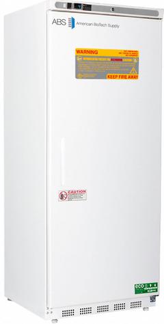 AMERICAN BIOTECH SUPPLY Lab Refrigerator: 20 cu ft, Upright, 1°C to 10°C, 29 in Overall Dp, 1 Doors (MPN ABT-HC-ERP-20). Key specifications — Door Opening Style: Right; Color: White; Alarm Type: Temperature; Manufacturer Part Number: ABT-HC-ERP-20; Brand: AMERICAN BIOTECH SUPPLY; Product Type: Lab Refrigerator; Door Type: Swing Solid; Refrigerant Type: R-600a.