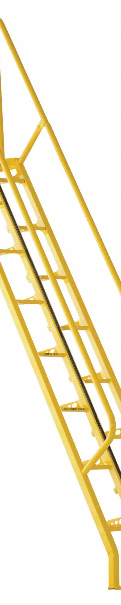 VESTIL Alternating Tread Stairs: 13.5 ft Overall Ht - Space-Saving Alternating-Tread Steel Stairs
