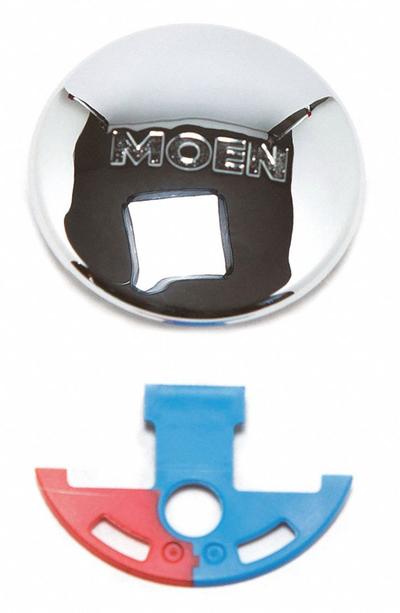 MOEN Index Button: Metal, Chrome, For Single-Handle Handle Type, Color Index - Faucet Handle Caps