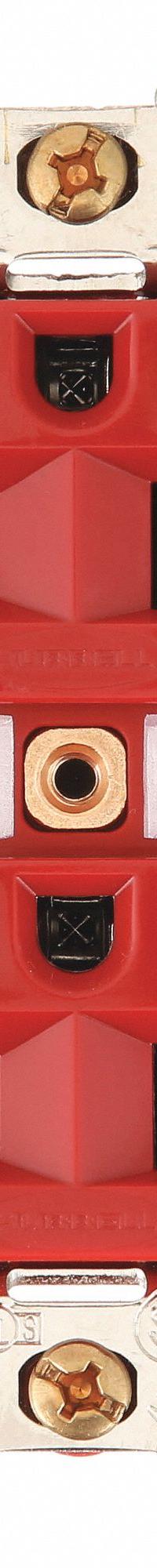 HUBBELL Receptacle: Hospital Grade Fed. Spec., Duplex, 5-20R, Red, 125V AC, 20 A, 2 Pole / 3 Wire (MPN HBL8300RMRI)