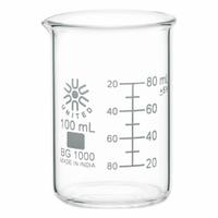 APPROVED VENDOR Beaker: 100 mL, 3.3 fl oz, A, Low Form, Type I, Colorless, Borosilicate Glass (MPN BG1000-100). Key specifications — attr1371034: Type I; attr1371051: APPROVED VENDOR; attr1371062: Colorless.