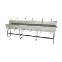 SANI-LAV Wash Station: 45 in Overall Ht, 117 in Bowl Lg, 8 in Bowl Dp, 0.5 gpm Flow Rate, 16 ga (MPN 512FK1.5). Key specifications — Includes Side Splash: Side Splash Not Included; Brand: SANI-LAV.