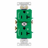 LEVITON Duplex Receptacle Outlet: Duplex, 5-20, Green, 125V AC, 20 A, 2 Pole / 3 Wire (MPN 5362-S2N)