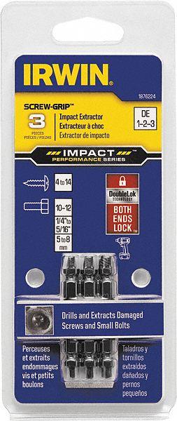 IRWIN Screw Extractor Set: 3 Pc - Double-Ended Extractor/Drill Bit Sets