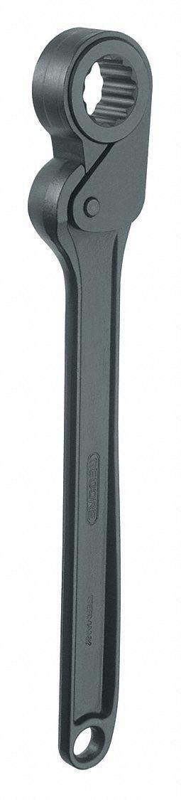 GEDORE Box End Wrench: Chrome, 65 mm Head Size, 35 in Overall Lg, Std - Metric, Single End, 12-Point, Ratcheting Box End Wrenches