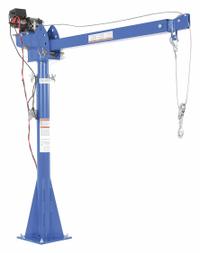 VESTIL Davit Crane: Steel, Electric, 2,000 lb Max. Load Capacity, 4.3 ft to 7.3 ft, Pedestal (MPN WTJ-20-4-DC). Key specifications — Material: Steel; Brand: VESTIL; Included Base Type: Pedestal; Body Material: Steel.