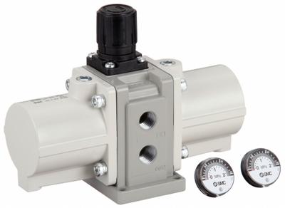 SMC Booster Regulator: 1/4 in, NPTF, 8.1 scfm, 290 psi Max Op Pressure - SMC Compressed Air Booster Regulators