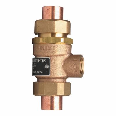 Watts Backflow Preventer: 9D, 3/4 in Pipe Size, 18.7 gpm Flow Rate, 4.81 in Overall Lg - Continuous Pressure Dual Check Backflow Preventers
