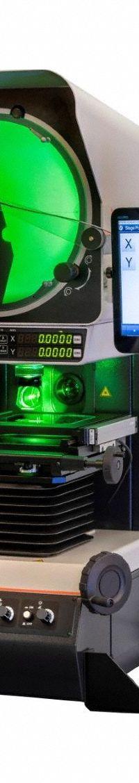 MITUTOYO Profile Projector: Vertical, Inverted-Reversed, 9.8 in x 9.8 in Table Size, 10X (MPN 302-801-10A-M2-EDGE). Key specifications — attr1183445: Inverted-Reversed; attr1183446: 9.8 in x 9.8 in; attr1183447: 10X; attr1183448: 9.75 in x 14.75 in; attr1183450: 100.00 mm; attr1183451: 100.00 mm; attr1183467: MITUTOYO.
