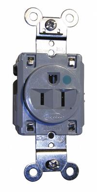 HUBBELL Receptacle: Hospital Grade Fed. Spec., Single, 5-15R, Gray, 125V AC, 15 A, 2 Pole / 3 Wire (MPN HBL8210GY)