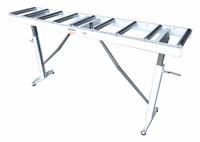 APPROVED VENDOR Material Support Table: 14 11/16 in Overall Wd, 26 1/2 in Min. Ht, 43 1/2 in Max. Ht (MPN 33VE05). Key specifications — Brand: APPROVED VENDOR; Stand Material: Steel; Color: Silver; Overall Length: 5 ft 6 in.