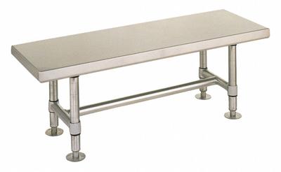 INSTOCK Gowning Bench: 16 in Overall Wd, 18 in Overall Ht, 4 ft Overall Lg - Fixed-Height Stainless Steel Surfaced Lab Tables