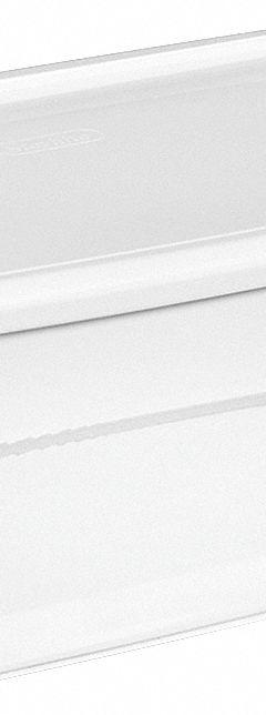 STERILITE Storage Tote: 4.5 gal, 18 1/8 in x 12 1/4 in x 7 in, Clear Body, White Lid, White, Clear (MPN 19849806). Key specifications — attr1188666: Plastic; attr1188675: Clear; attr1188676: White; attr1188687: STERILITE.