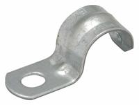 Conduit & Pipe Strap Clamp, One-Hole: 1 1/4 in Trade Size, Steel, EMT (MPN 2085). Key specifications — Manufacturer Part Number: 2085; Color: Gray; Compatible Conduit Trade Size: 1-1/4 in; Compatible Conduit Type: EMT; Compatible Nominal Conduit/Pipe Size: 1-1/4 in; Compatible Pipe Size: 1-1/4 in; Finish: Electroplated; Flange Thickness: 1-17/32 in.