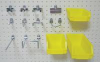 APPROVED VENDOR Pegboard Hook Assortment Kit: 9/32 in Peg Hole, For 1 in Pegboard Hole Spacing (MPN 5TPF6). Key specifications — Finish: Zinc-Plated; Color: Yellow; Includes: (10) Extended Spring Clips; Locking System: Screw-In; Mounting Type: Surface; Accessory Type: Hook Assortment Kit; Brand: APPROVED VENDOR.