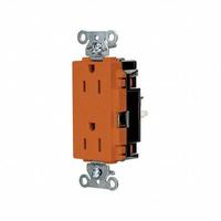HUBBELL Receptacle: Decorator Duplex, 5-15, Orange, 125V AC, 15 A, 2 Pole / 3 Wire (MPN DR15STO)