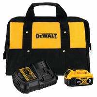 DEWALT Battery and Charger Kit: 20V MAX*, 5 Ah, Battery Included, Charger Included, 20V DC (MPN DCB205CK). Key specifications — attr1278107: Not Oil-Resistant.