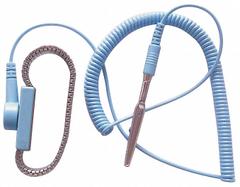 APPROVED VENDOR Metal Wrist Strap Kit: Metal, Silver, Blue, 1 Strap Conductors, 7 ft Cord Lg - Max (MPN 4ECW2). Key specifications — attr1050630: APPROVED VENDOR; attr1050621: Coil Cord; attr1050614: Blue; attr1050625: Silver; attr1057994: Coiled.