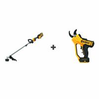 DEWALT String Trimmer Kit: 20V MAX*, Pruner and Trimmer, 15 in String Trimmer Cutting Wd, 9.0 Ah (MPN DCST972X1/DCPR320B). Key specifications — Battery Capacity: 9.0 Ah; Combo Type: Pruner and Trimmer.