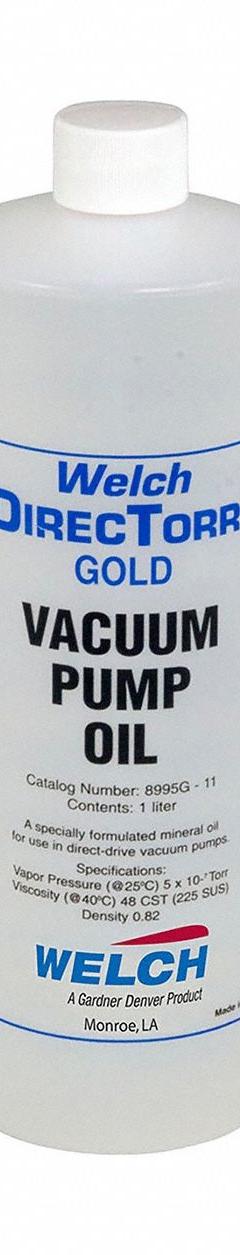 WELCH Hydrocarbon oil for vacuum pump: 5 in x 5 in x 10 in, Vacuum Pumps (MPN 7772700). Key specifications — Includes: None; Material: Hydrocarbon Oil; Compatible with Product Type: Vacuum Pumps; Brand: WELCH.