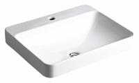 KOHLER Bathroom Sink: White, Vitreous China, 23 in Overall Lg, 18 1/8 in Overall Wd, 1 Faucet Holes (MPN K-2660-1-0). Key specifications — Brand: KOHLER; Color: White; Sink Material: Vitreous China.