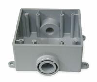 CANTEX Electrical Box: PVC, Rectangular, 2 Gangs, 1 in Hub Size, 36 cu in Capacity, Gray (MPN 5133372). Key specifications — Color: Gray; Brand: CANTEX.