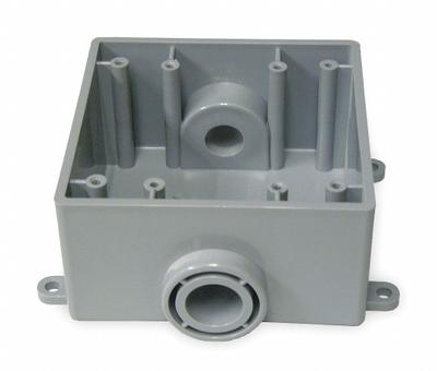 CANTEX Electrical Box: PVC, Rectangular, 2 Gangs, 1 in Hub Size, 36 cu in Capacity - PVC & Non-Metallic Weatherproof Electrical Boxes