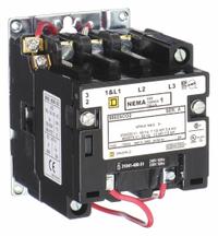 SQUARE D NEMA Magnetic Contactor: Non-Reversing, 3 Poles, NEMA Size 1, 27 A, 240V AC (MPN 8502SCO2V03). Key specifications — Brand: SQUARE D.