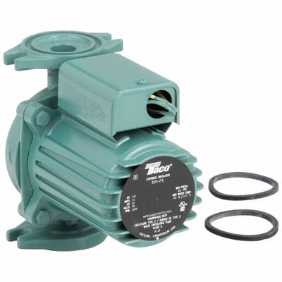 TACO Hydronic Circulating Pump: 1/8 hp HP, 115V AC, Cast Iron, 1, 10 gpm, 35 ft Max. Head - General-Purpose Inline Circulator Pumps