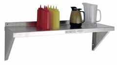 NEW AGE INDUSTRIAL Wall Shelf: 36 in x 12 in x 13 in, 36 in x 12 in, 300 lb Load Capacity, Aluminum (MPN 1125A). Key specifications — Material: Aluminum; Standards: NSF; Finish: Unfinished; Brand: NEW AGE INDUSTRIAL.