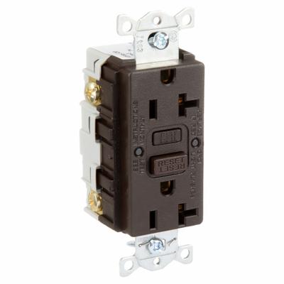 HUBBELL GFCI Receptacle: Duplex, 5-20, Brown, GFCI, 125V AC, 20 A, 2 Pole / 3 Wire (MPN GFR20) - General Purpose Receptacles