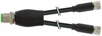 MURRELEKTRONIK Cordset: M12 Male Straight X (2) M8 Female Straight, PUR, Black, 5 m Cable Lg (MPN 7000-40821-6300500). Key specifications — Cable Jacket Color: Black; IP Rating: IP67; Wire Size: 0.25 sq mm; Brand: MURRELEKTRONIK.