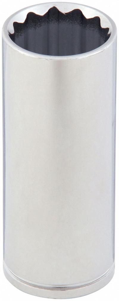 WESTWARD Socket: Metric, 1/2 in Drive Size, 21 mm Socket Size, 12-Point, Deep, Chrome - 1/2" Drive Hand Sockets