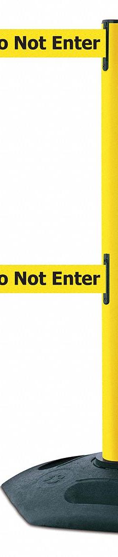 TENSABARRIER Barrier Post with Belt: Yellow, Caution Do Not Enter, 13 ft Belt Lg, Yellow (MPN 886T2-35-MAX-NO-YAX-C). Key specifications — attr981468: Rubber; attr981465: Yellow; attr981461: TENSABARRIER; attr981440: Plastic; attr981443: Yellow; attr981449: Caution Do Not Enter; attr981448: Black.