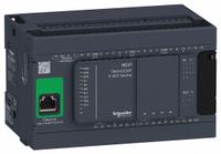 SCHNEIDER ELECTRIC PLC: (14) Discrete, (10) Transistor, 24V AC : 24V DC (MPN TM241CE24T). Key specifications — attr211240: SCHNEIDER; attr1072668: Clock Included; attr1075941: (14) Discrete; attr1075943: (10) Transistor.