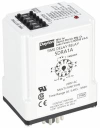 DAYTON Multi-Function Time Delay Relay: Socket Mounted, 240V AC, 10 A, 11 Pins/Terminals (MPN 5DRA1). Key specifications — Delay Function: Multi Function; Mounting Style: Plug-In; Input Voltage: 240V AC; Brand: DAYTON.