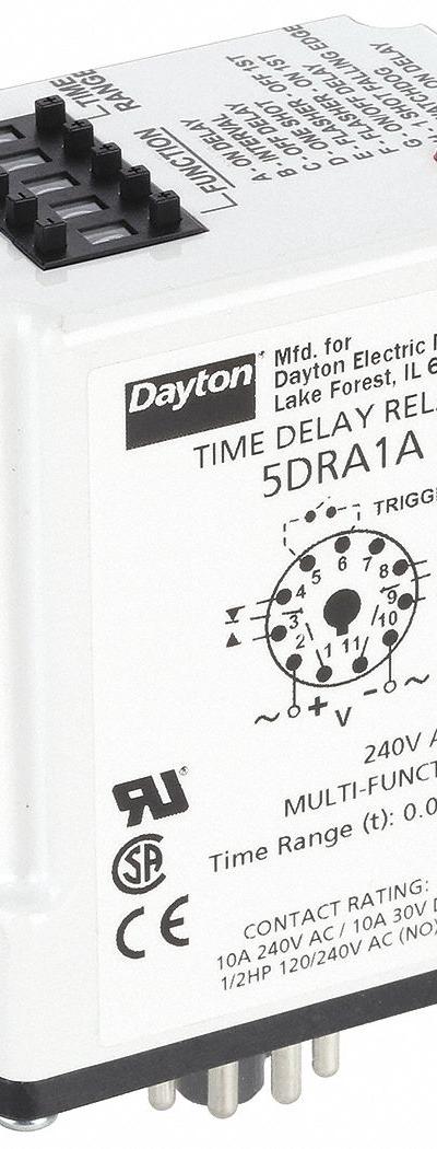 DAYTON Multi-Function Time Delay Relay: Socket Mounted - Socket-Mounted Relays