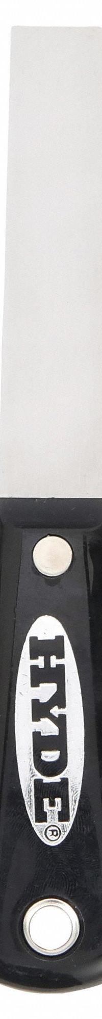HYDE Putty Knife: Bld. Mat. Carbon Steel, Hdl. Mat. Nylon, Bld. Shp. Straight (MPN 02005). Key specifications — attr1004888: HYDE; attr1029665: Full.